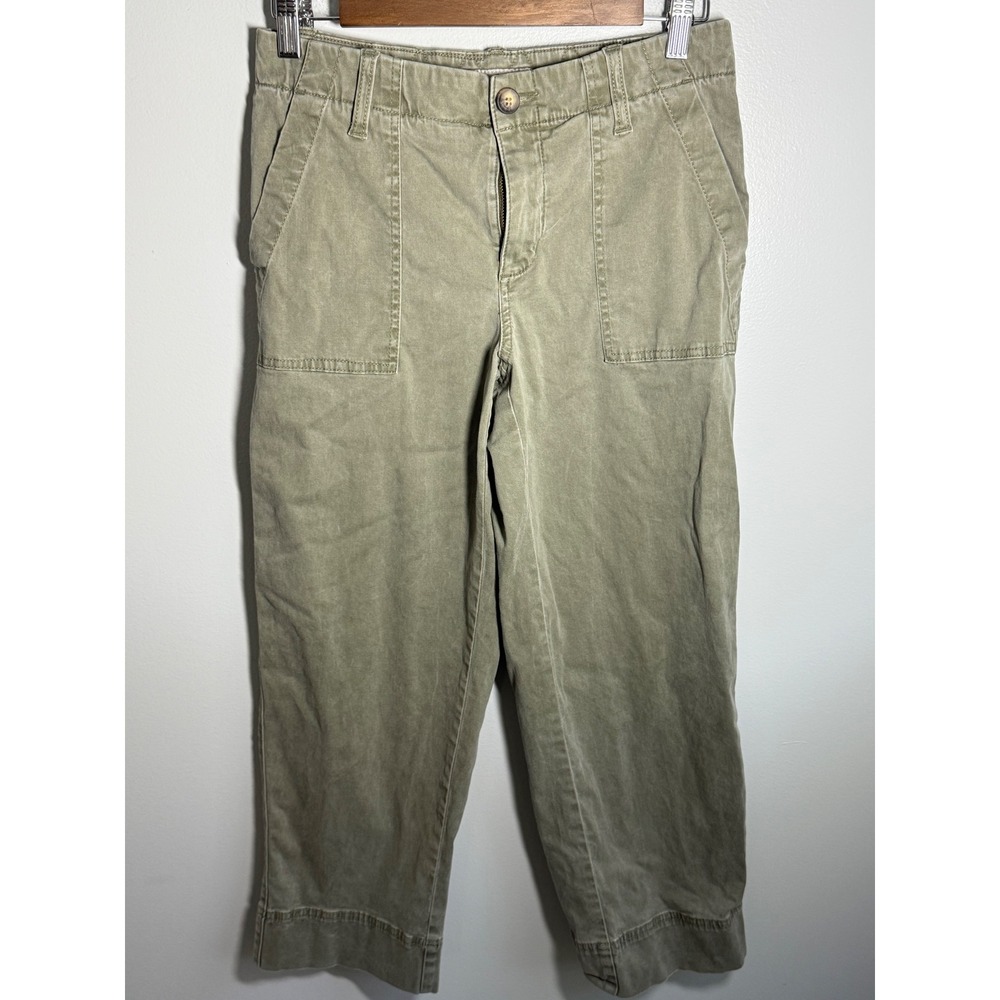 Tommy Bahama Womens Utility Crop Pants Olive Green Khaki Straight Leg Size 2
